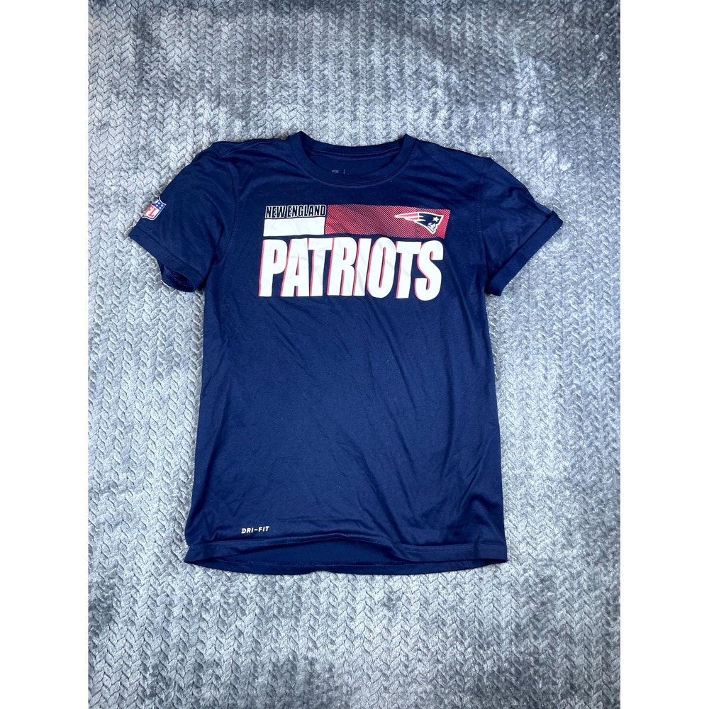 Nike Dri Fit T Shirt Mens Small Navy Blue New England Patriots Football NFL Logo